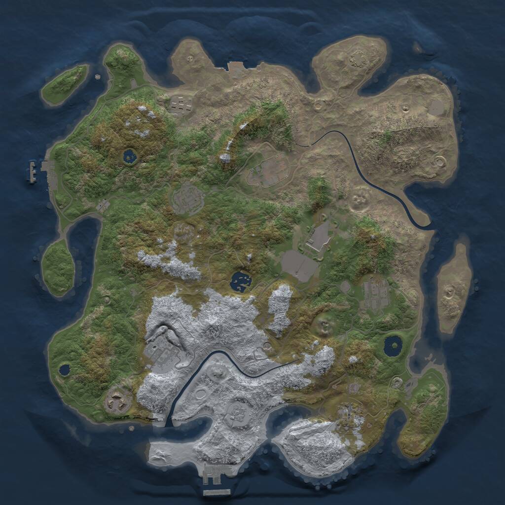 Rust Map: Procedural Map, Size: 3750, Seed: 1852009070, 15 Monuments