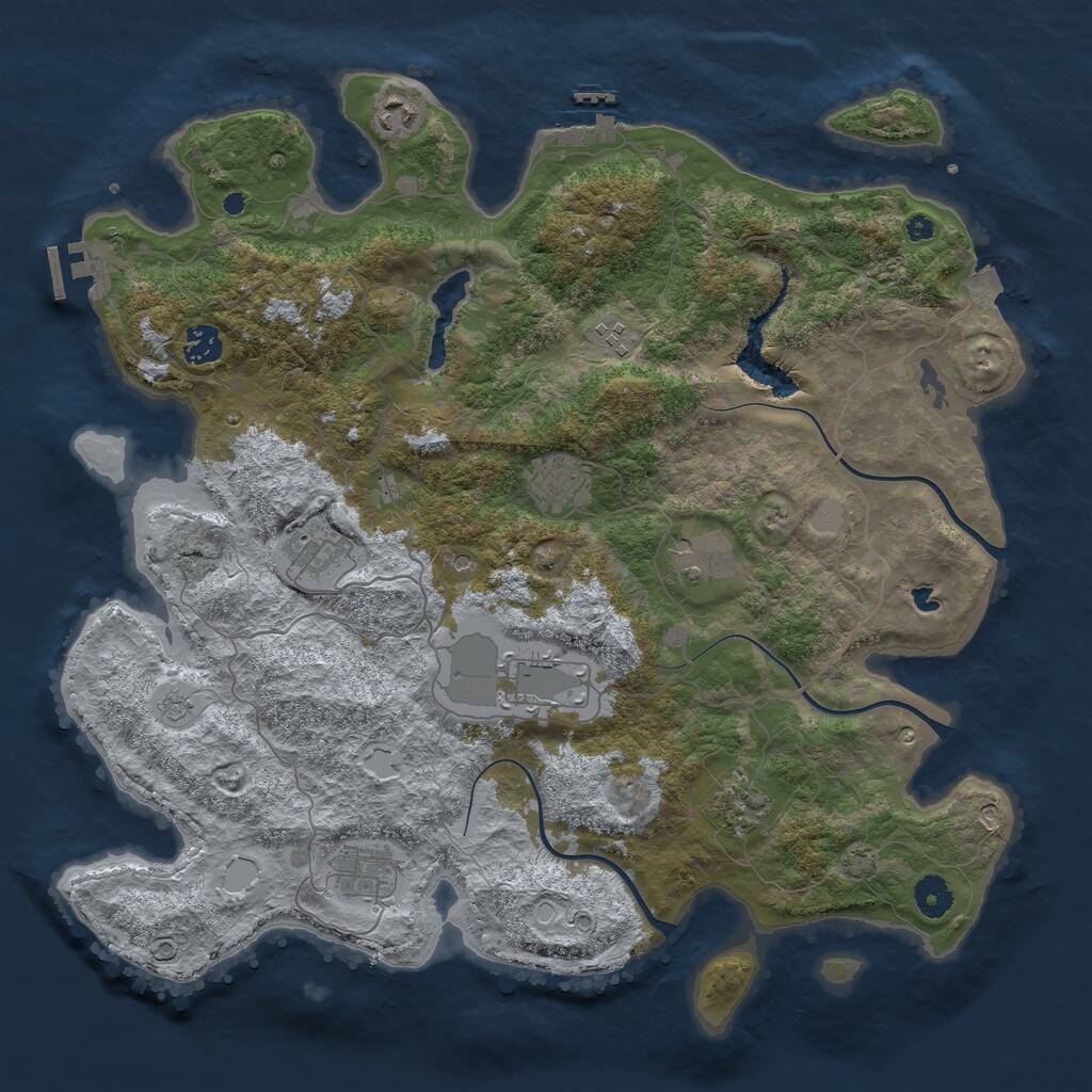 Rust Map: Procedural Map, Size: 4096, Seed: 1905504730, 15 Monuments