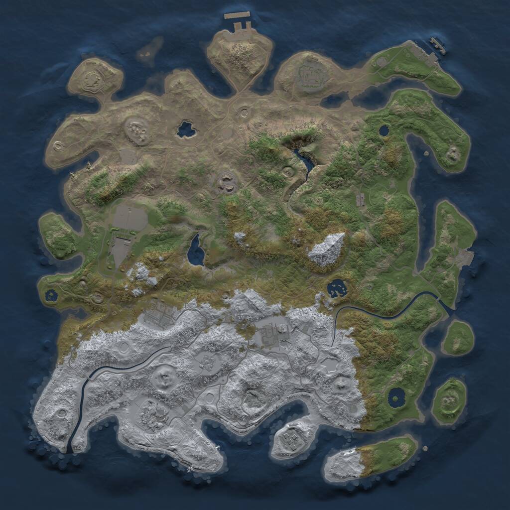 Rust Map: Procedural Map, Size: 4000, Seed: 528273281, 14 Monuments