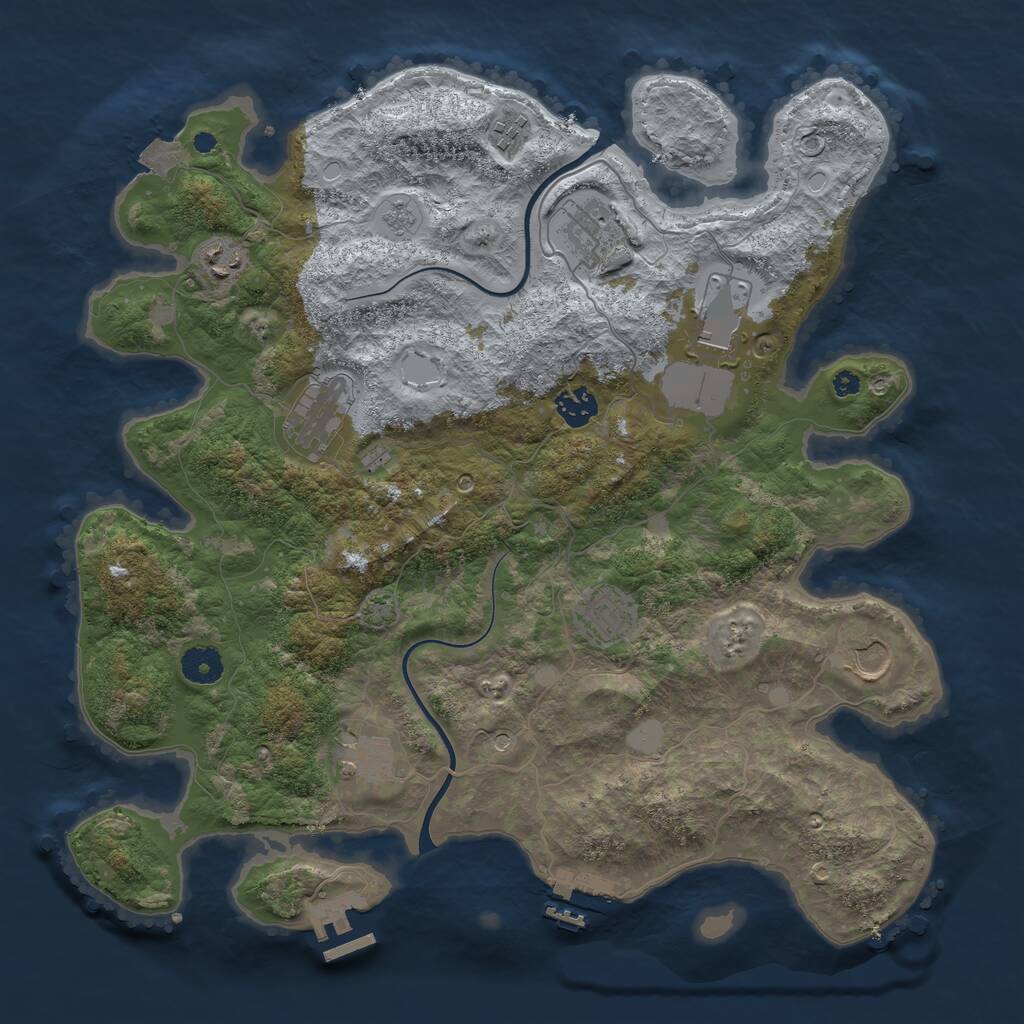 Rust Map: Procedural Map, Size: 3850, Seed: 913022080, 15 Monuments