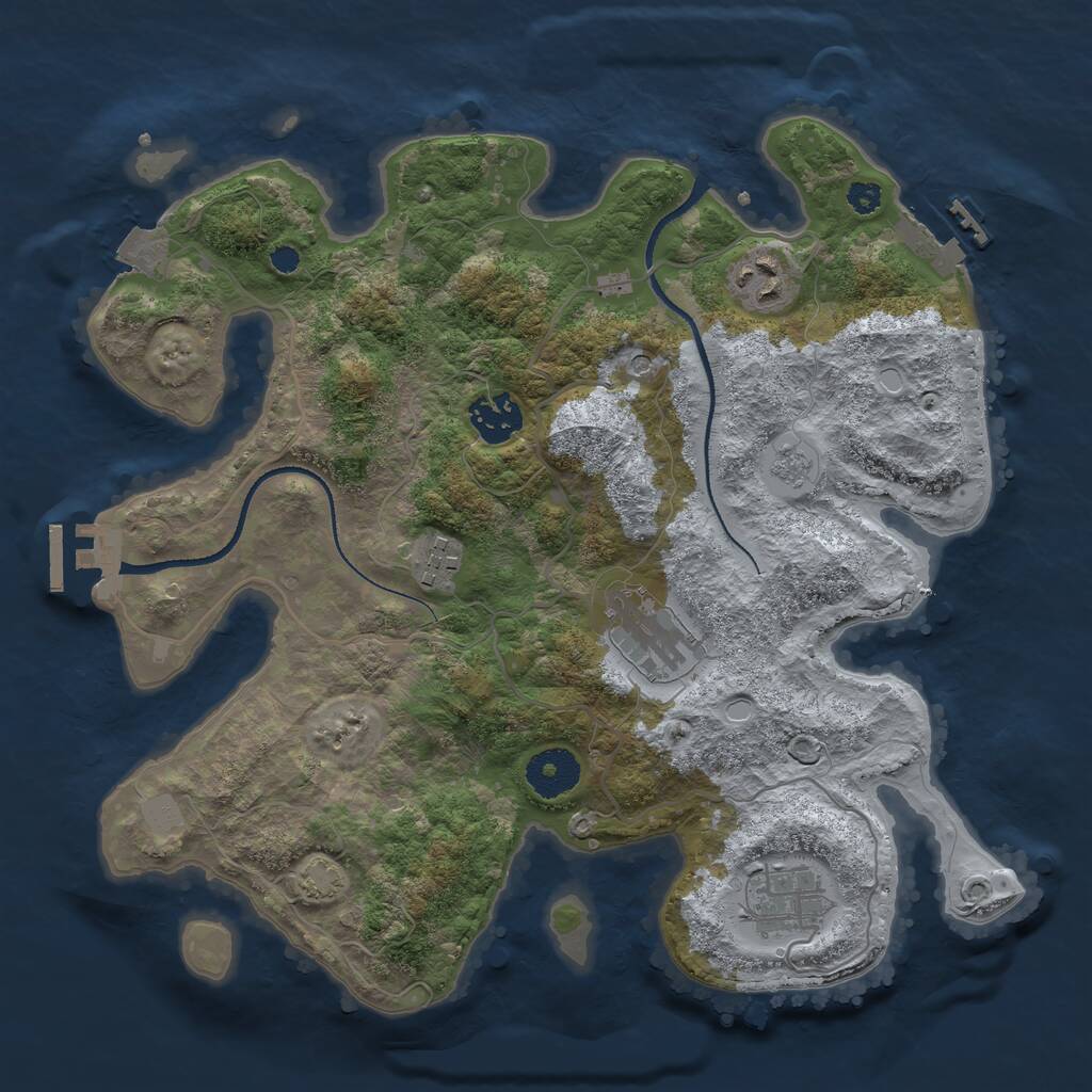 Rust Map: Procedural Map, Size: 3250, Seed: 47221, 11 Monuments