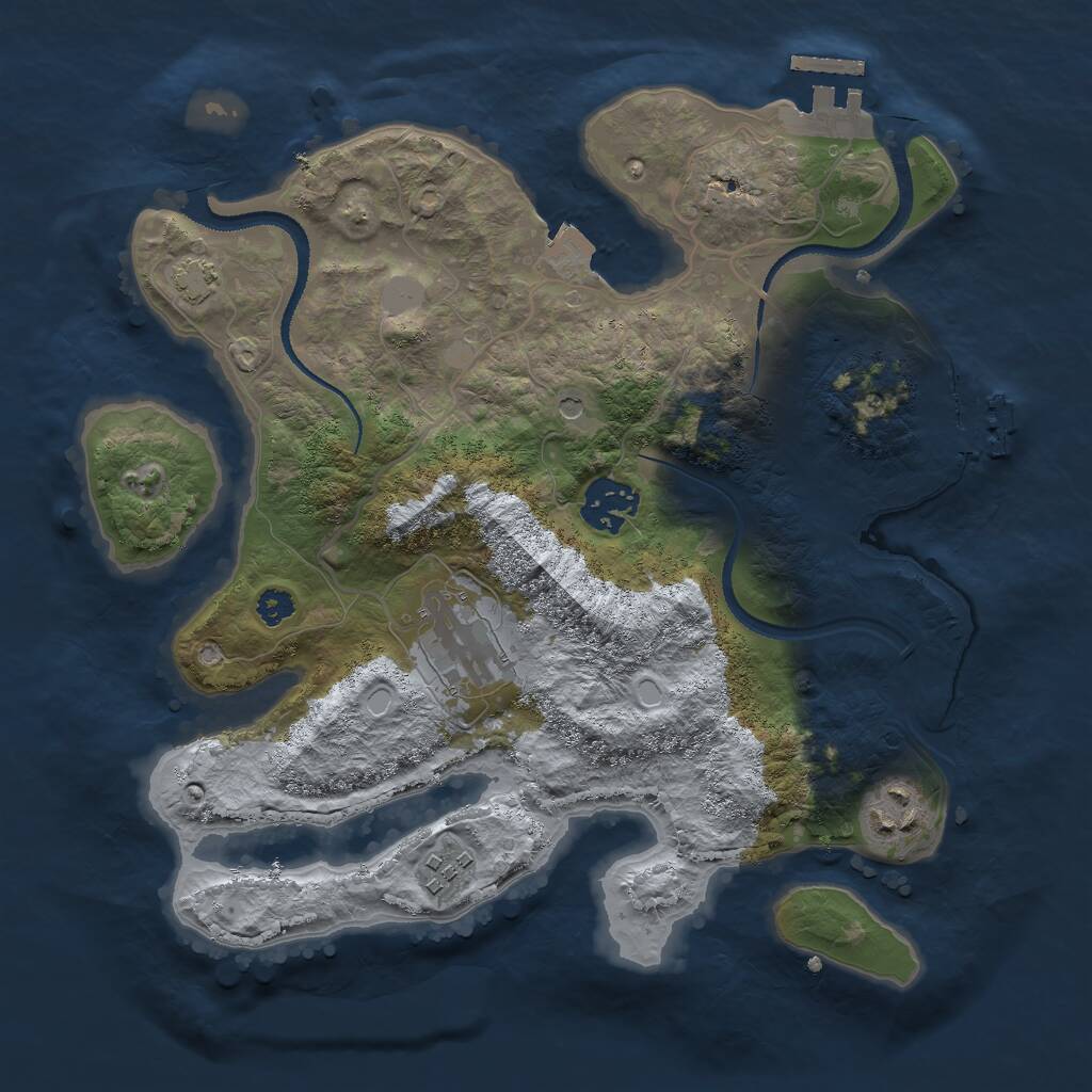 Rust Map: Procedural Map, Size: 3000, Seed: 91398845, 9 Monuments