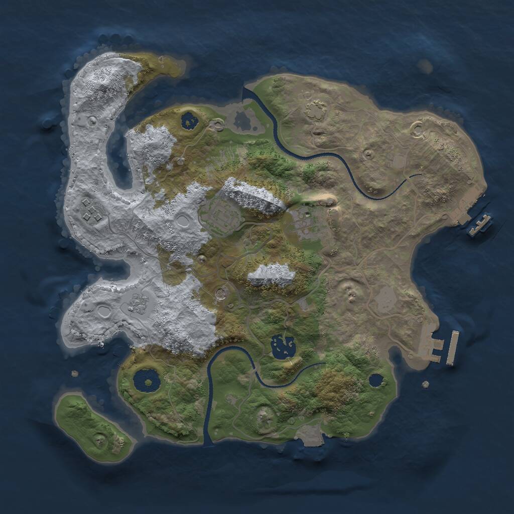 Rust Map: Procedural Map, Size: 3000, Seed: 1669480777, 10 Monuments