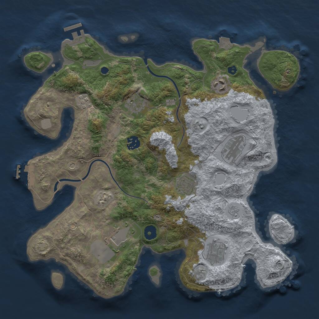 Rust Map: Procedural Map, Size: 3500, Seed: 47221, 14 Monuments