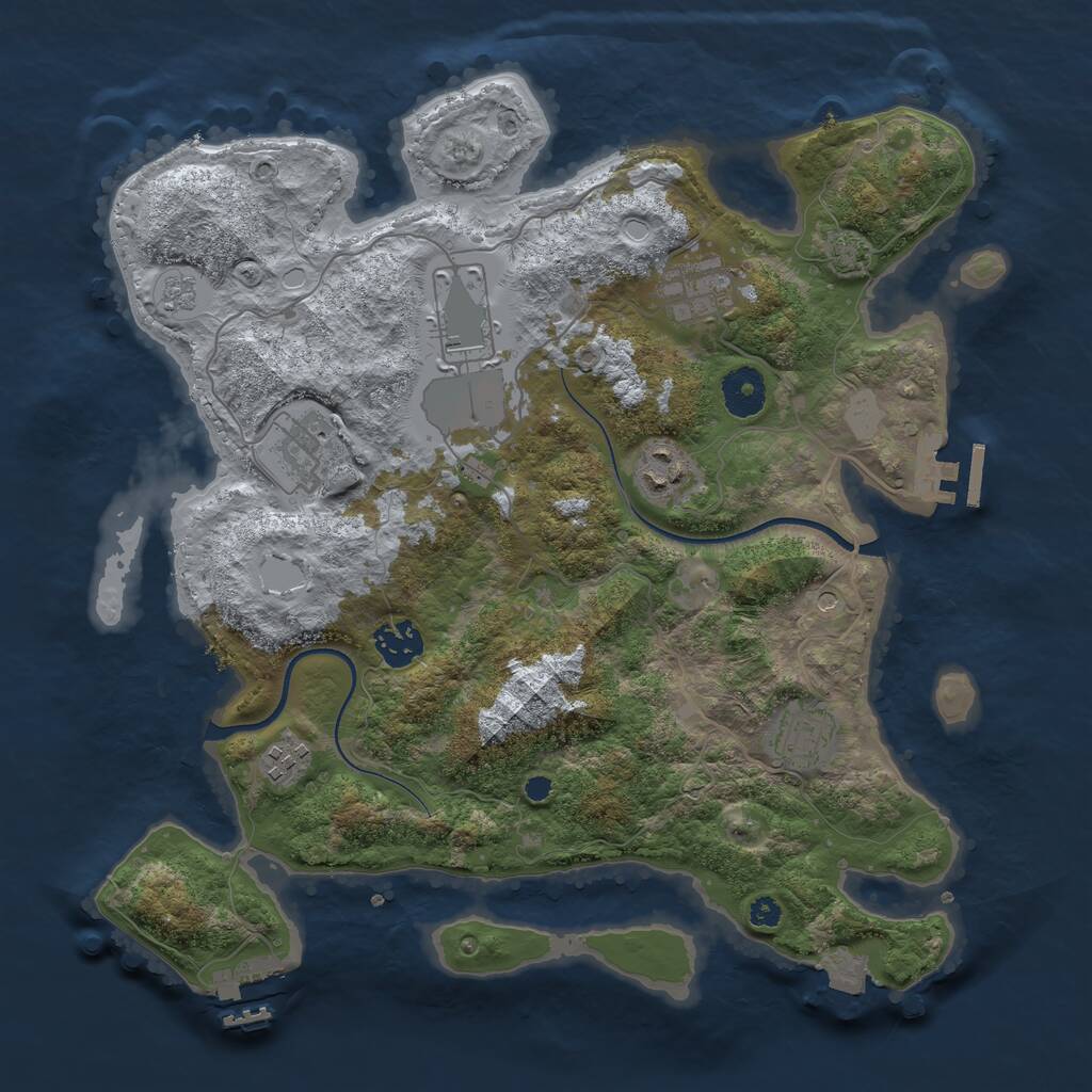 Rust Map: Procedural Map, Size: 3500, Seed: 223958651, 13 Monuments