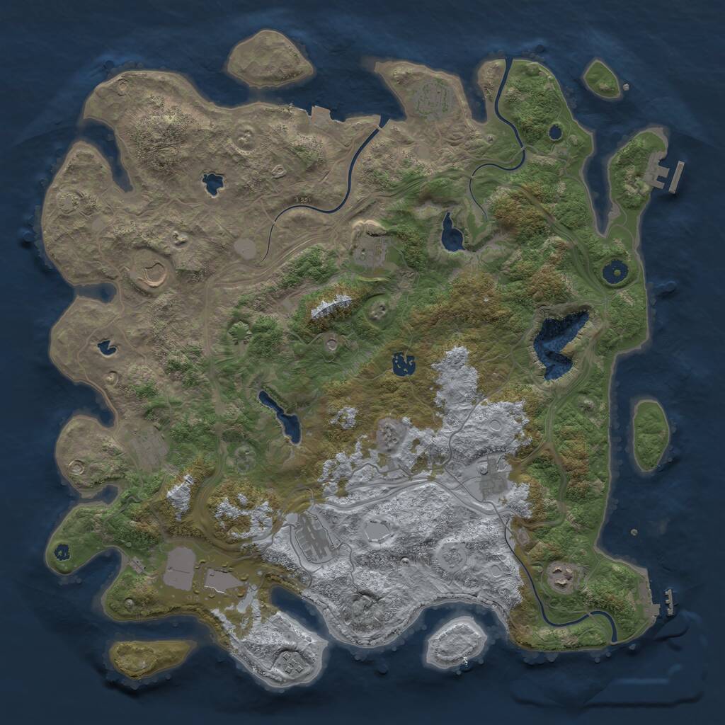 Rust Map: Procedural Map, Size: 4500, Seed: 2115437098, 16 Monuments
