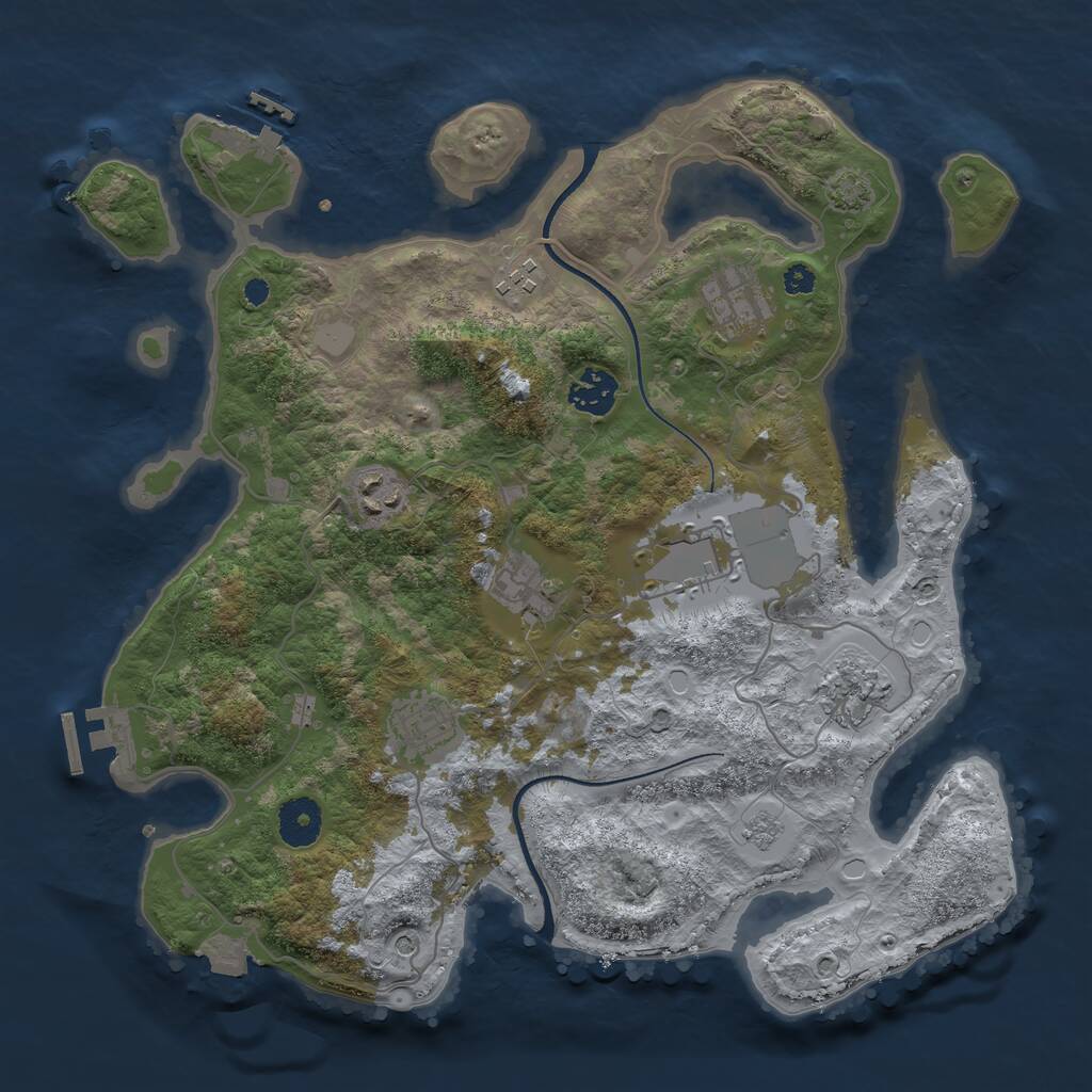 Rust Map: Procedural Map, Size: 3500, Seed: 27958, 14 Monuments