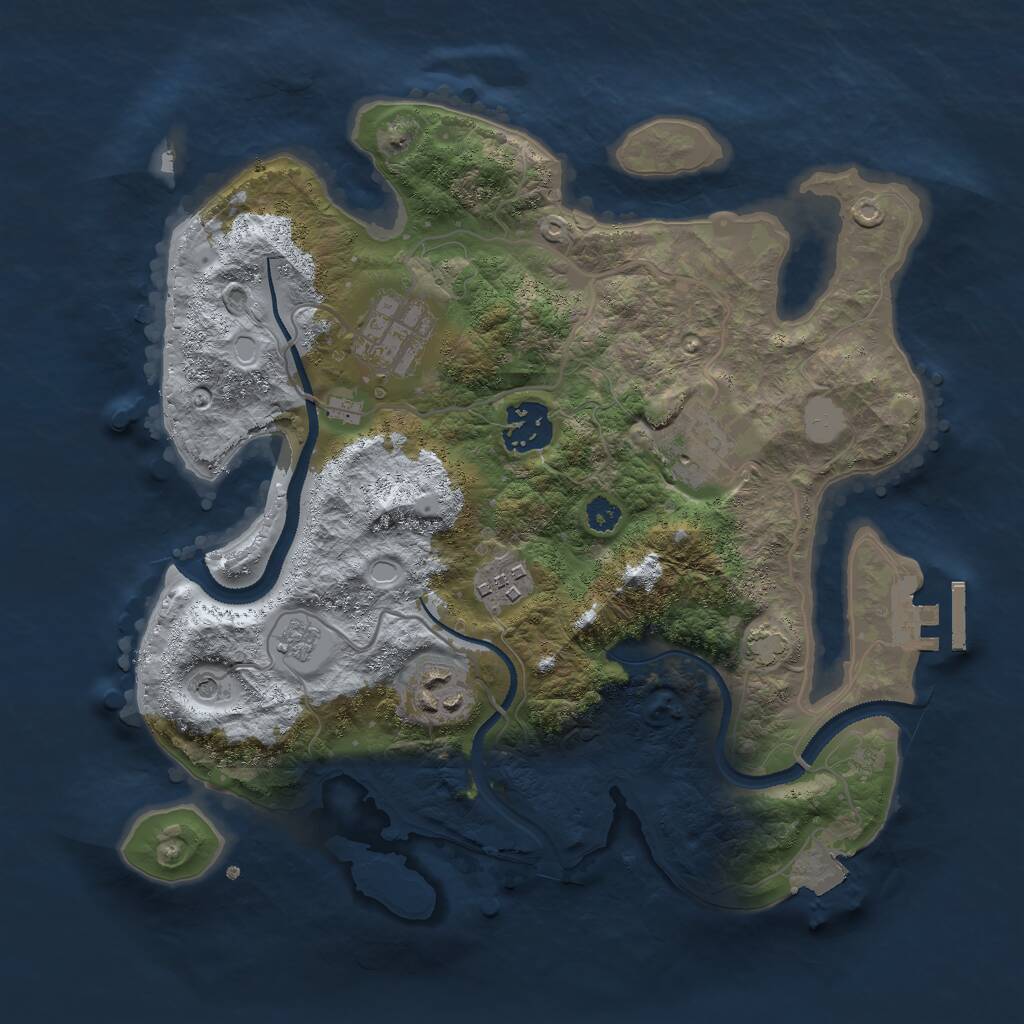 Rust Map: Procedural Map, Size: 3000, Seed: 25100, 10 Monuments