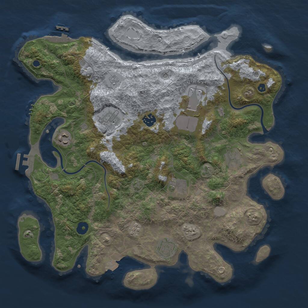 Rust Map: Procedural Map, Size: 3750, Seed: 386693296, 14 Monuments