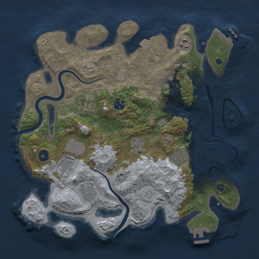 Rust Map: Procedural Map, Size: 3500, Seed: 1290628207, 15 Monuments