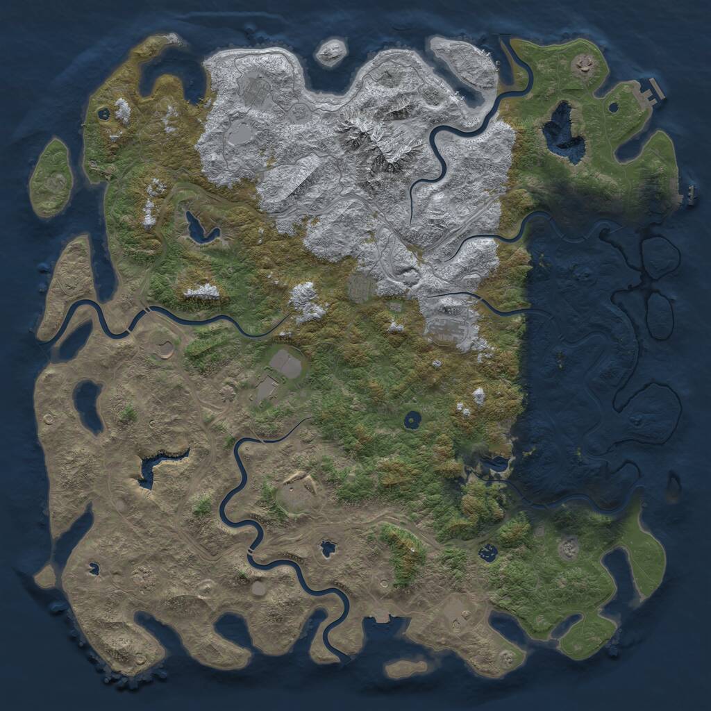 Rust Map: Procedural Map, Size: 6000, Seed: 70106283, 17 Monuments