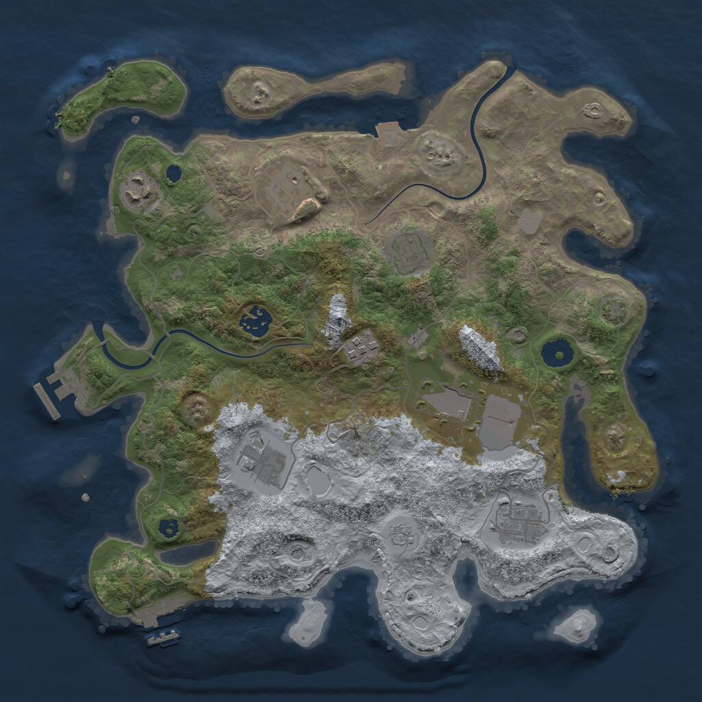 Rust Map: Procedural Map, Size: 3500, Seed: 245111454, 14 Monuments