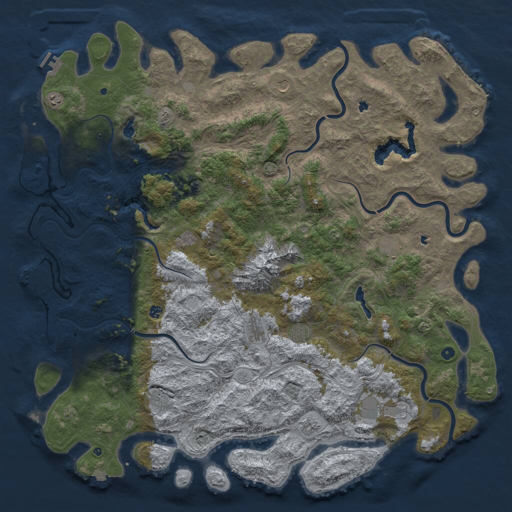 Rust Map: Procedural Map, Size: 6000, Seed: 46966, 17 Monuments