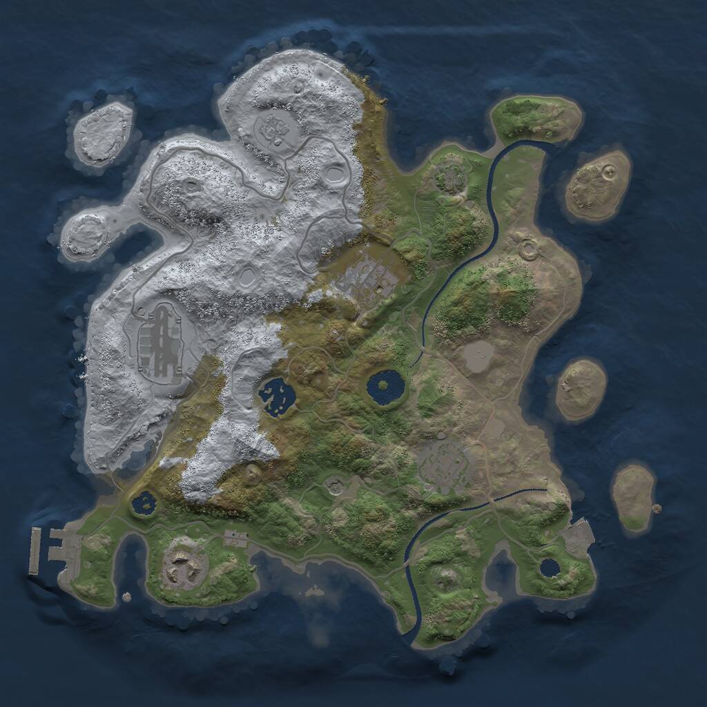 Rust Map: Procedural Map, Size: 3000, Seed: 1392284695, 10 Monuments
