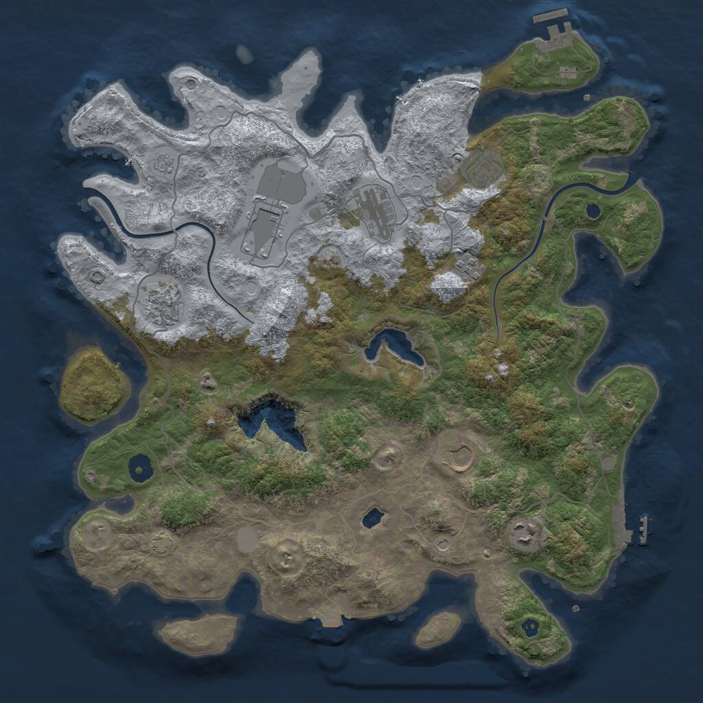 Rust Map: Procedural Map, Size: 4000, Seed: 6957, 13 Monuments