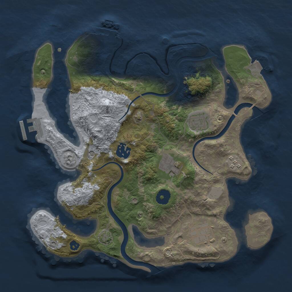 Rust Map: Procedural Map, Size: 3000, Seed: 1638247278, 10 Monuments