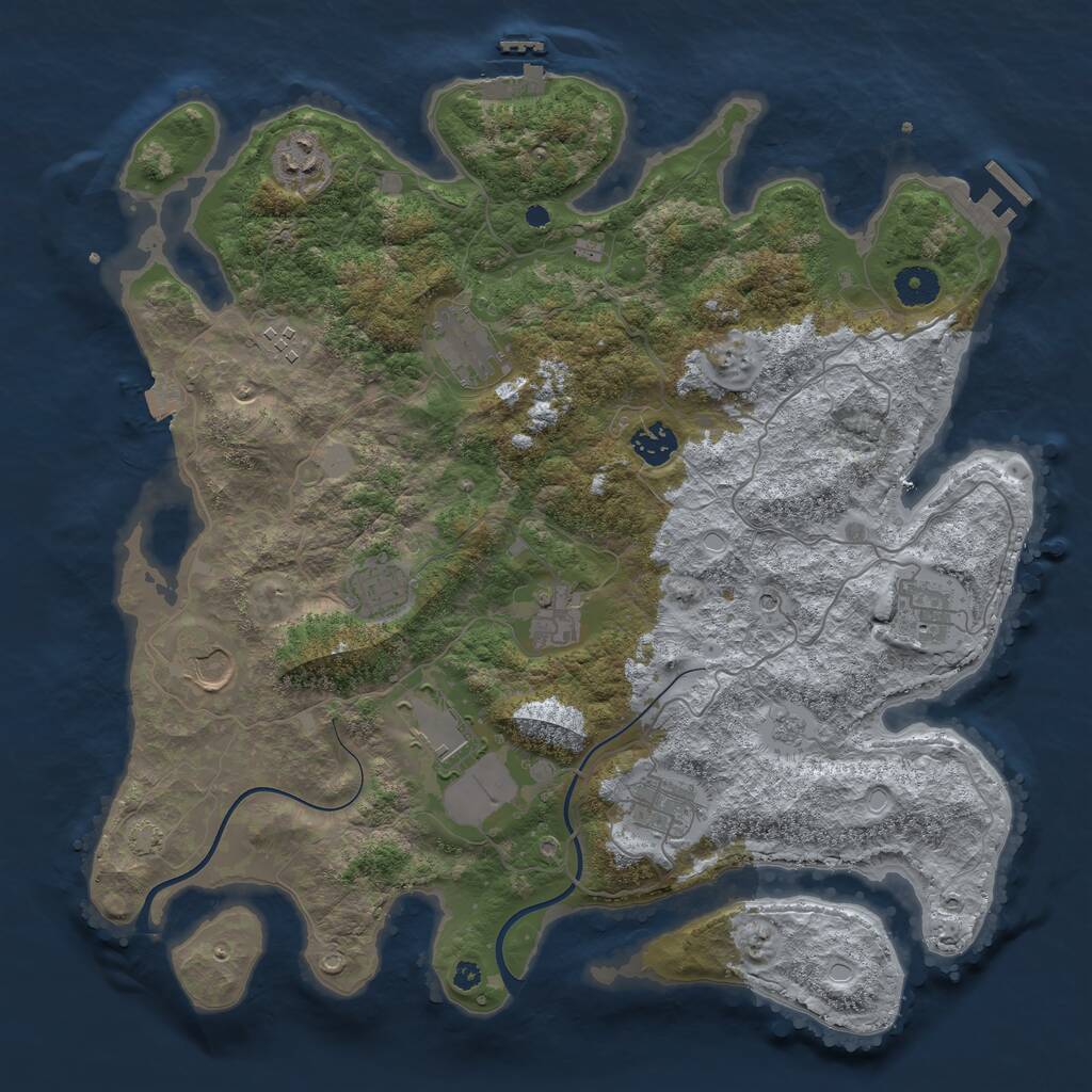 Rust Map: Procedural Map, Size: 3872, Seed: 481982, 16 Monuments