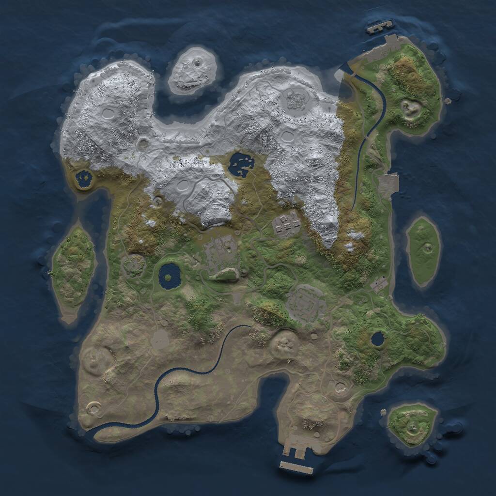 Rust Map: Procedural Map, Size: 3000, Seed: 1302438618, 10 Monuments