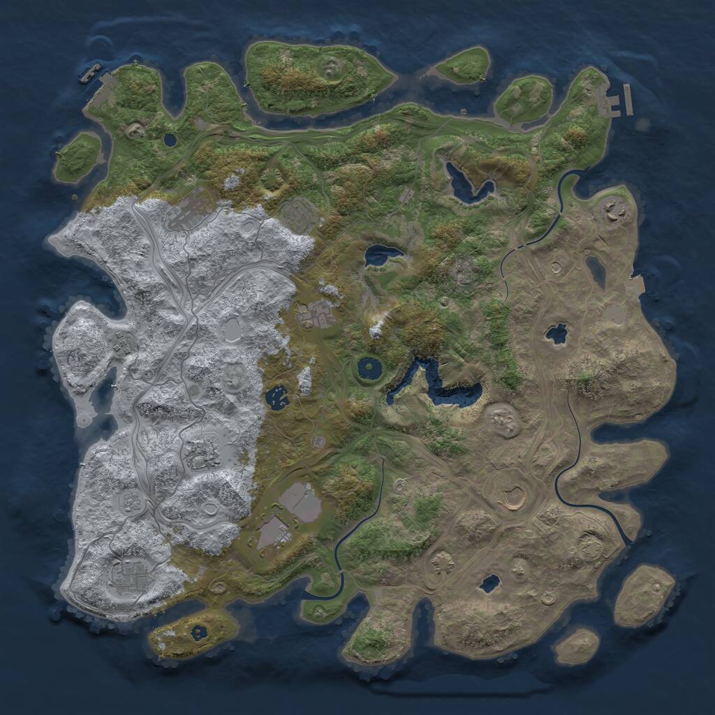 Rust Map: Procedural Map, Size: 4500, Seed: 925964716, 16 Monuments