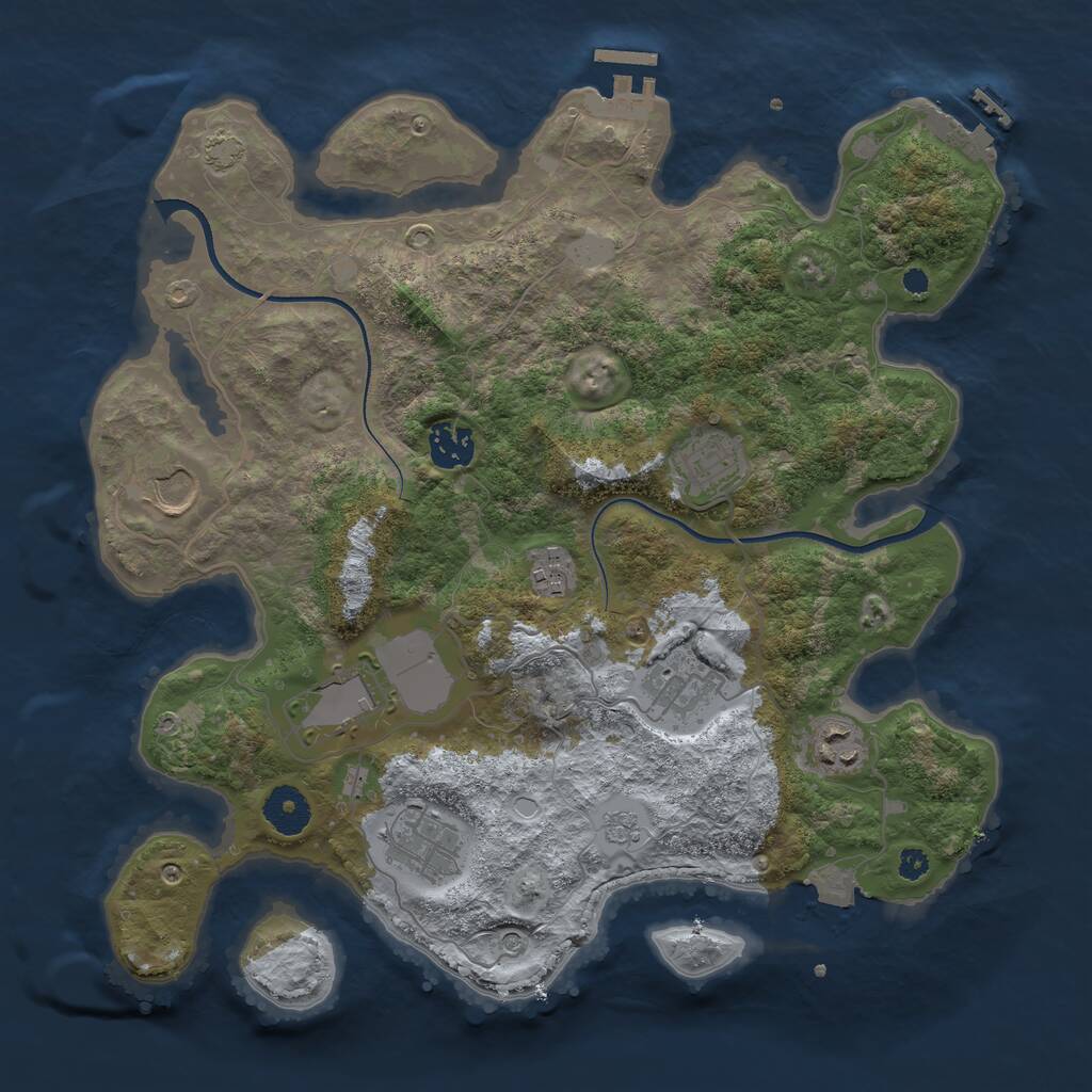 Rust Map: Procedural Map, Size: 3500, Seed: 554180705, 14 Monuments