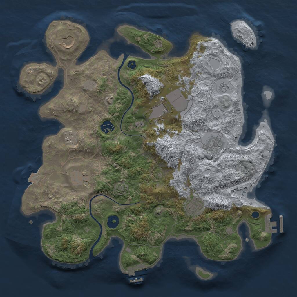 Rust Map: Procedural Map, Size: 3500, Seed: 851605449, 12 Monuments