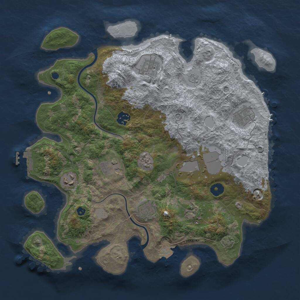 Rust Map: Procedural Map, Size: 3500, Seed: 756092918, 13 Monuments
