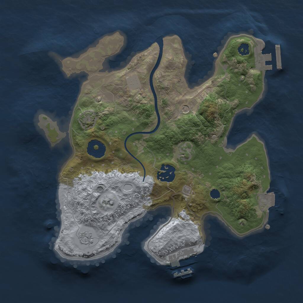 Rust Map: Procedural Map, Size: 2500, Seed: 317604215, 7 Monuments