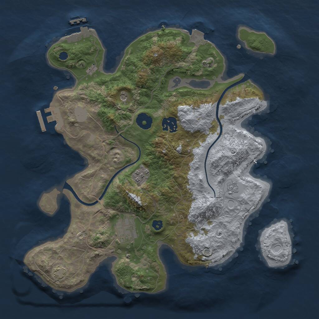Rust Map: Procedural Map, Size: 3000, Seed: 490593211, 9 Monuments
