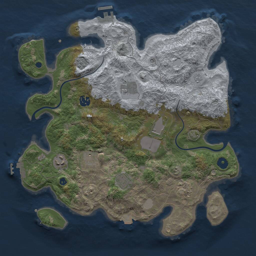 Rust Map: Procedural Map, Size: 3500, Seed: 1428235555, 14 Monuments