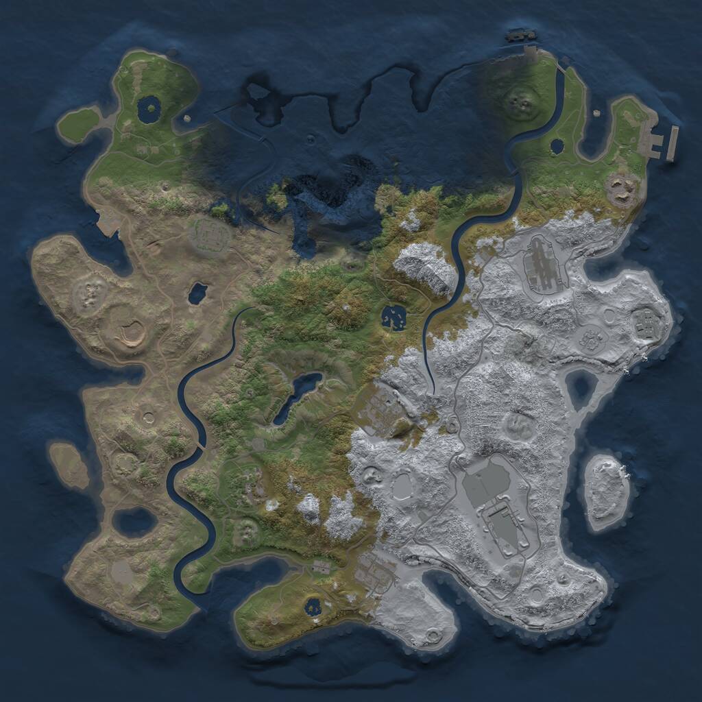 Rust Map: Procedural Map, Size: 4000, Seed: 63477, 16 Monuments