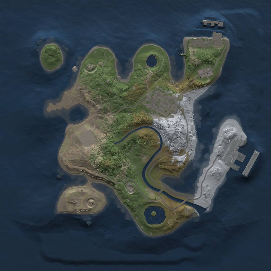 Rust Map: Procedural Map, Size: 2000, Seed: 3966365, 4 Monuments
