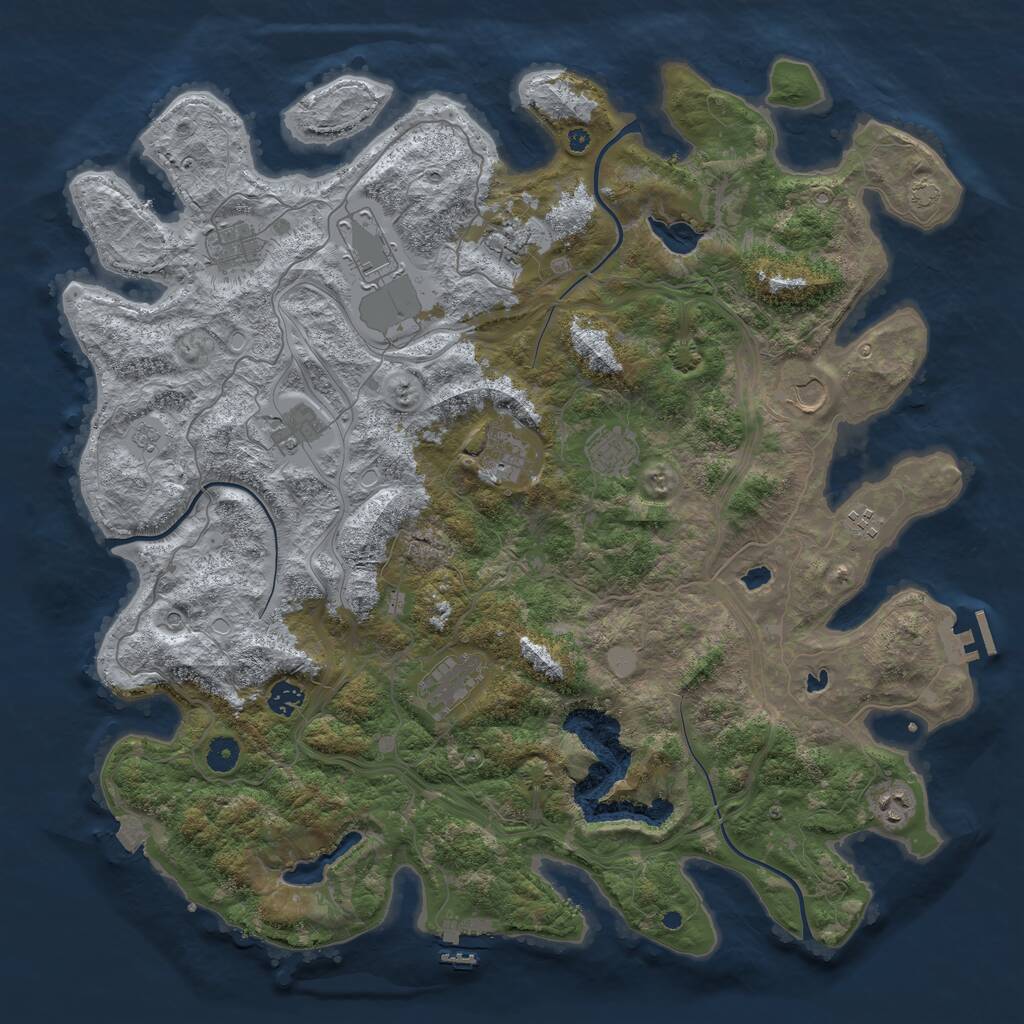 Rust Map: Procedural Map, Size: 4500, Seed: 1221609058, 17 Monuments