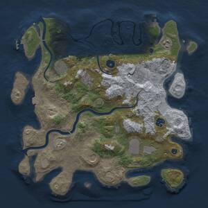 Thumbnail Rust Map: Procedural Map, Size: 3650, Seed: 1544718046, 14 Monuments