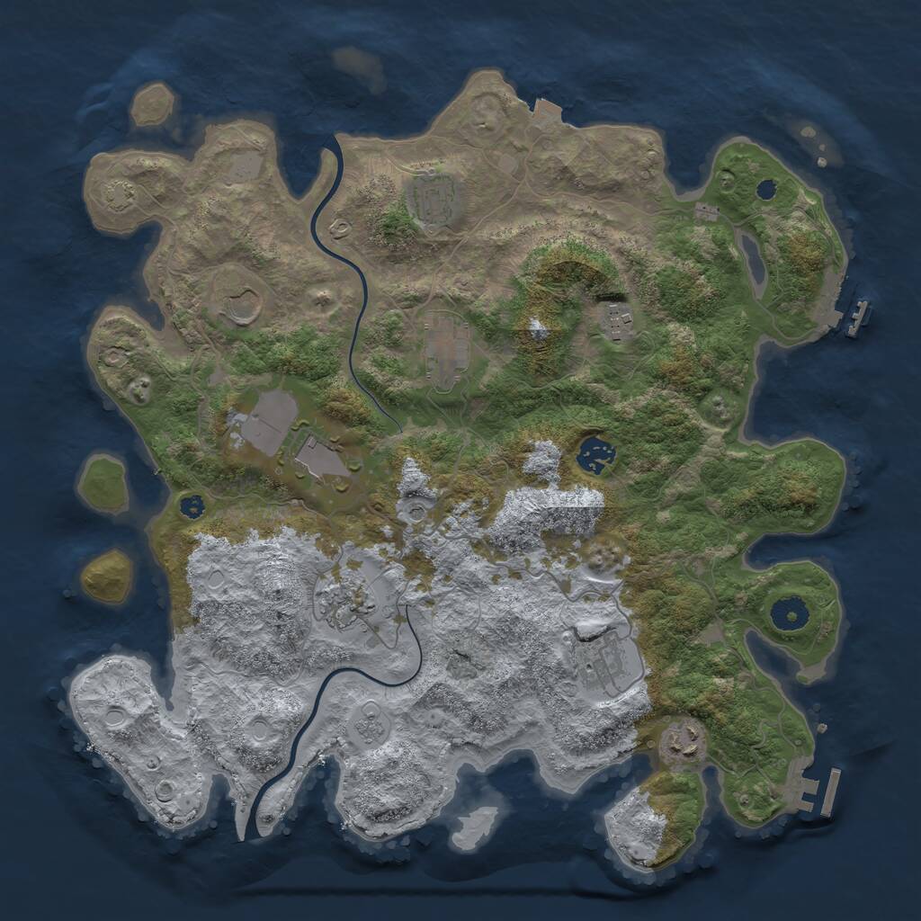 Rust Map: Procedural Map, Size: 3850, Seed: 2077784730, 15 Monuments