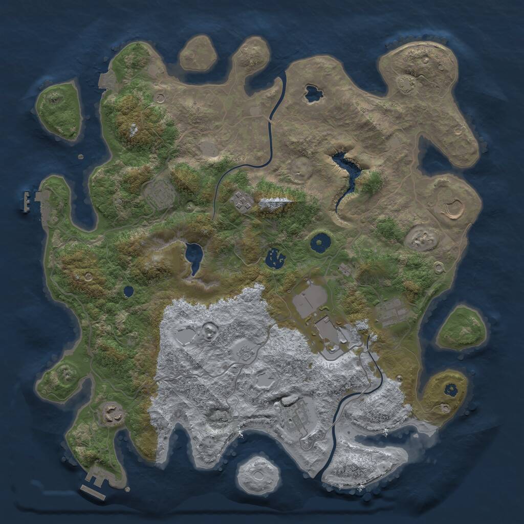 Rust Map: Procedural Map, Size: 4000, Seed: 879542384, 14 Monuments