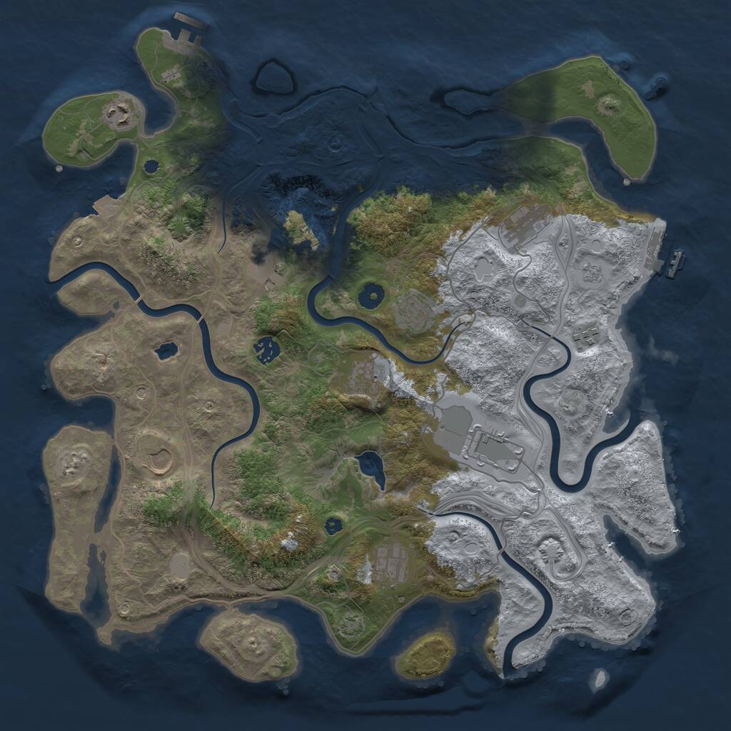 Rust Map: Procedural Map, Size: 4250, Seed: 908603496, 16 Monuments