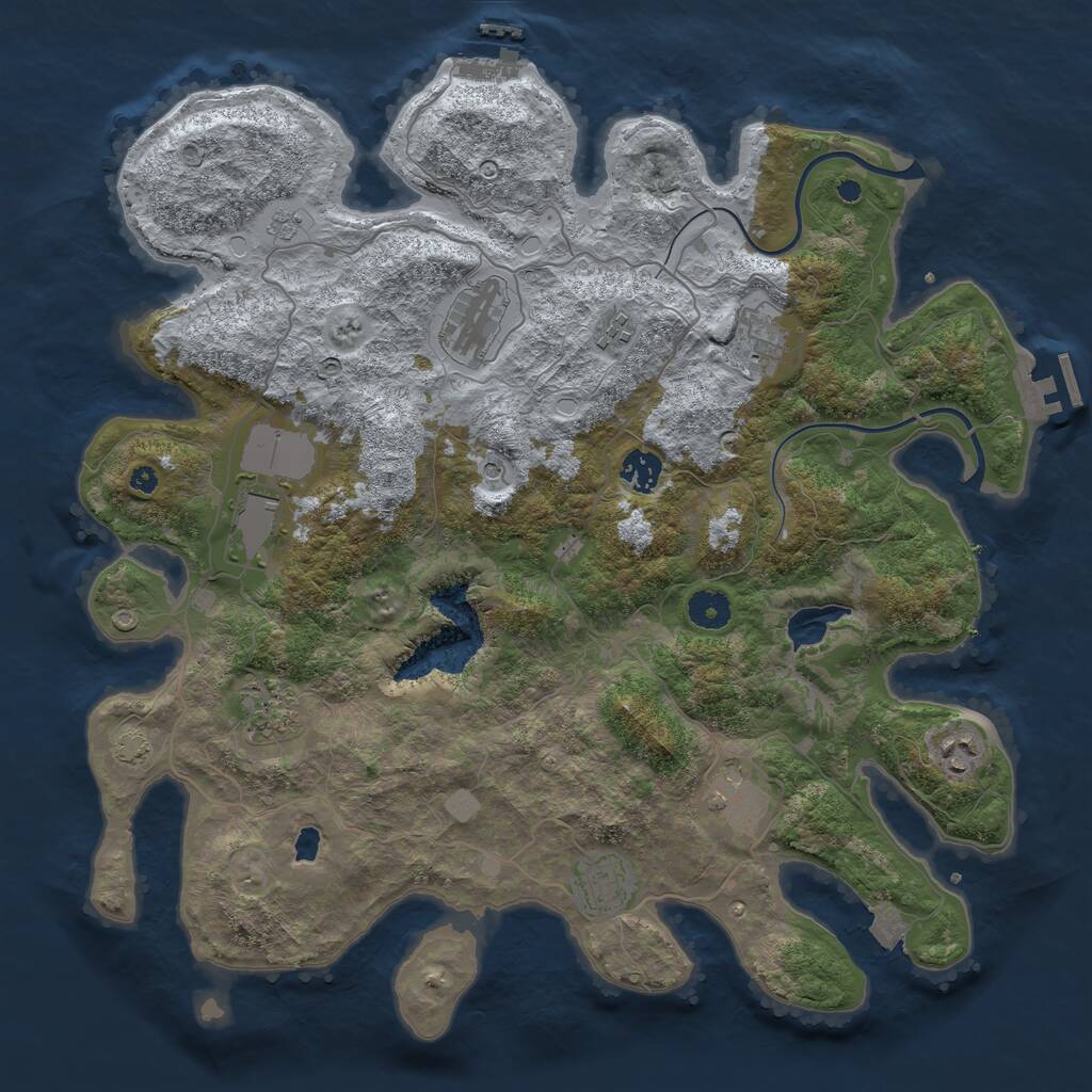 Rust Map: Procedural Map, Size: 4000, Seed: 50029, 15 Monuments