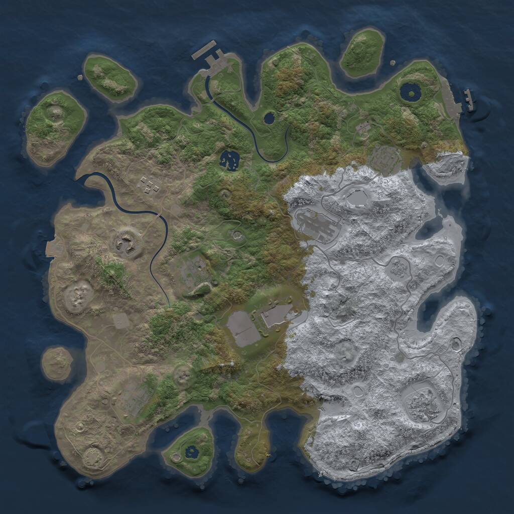 Rust Map: Procedural Map, Size: 3750, Seed: 207041089, 15 Monuments