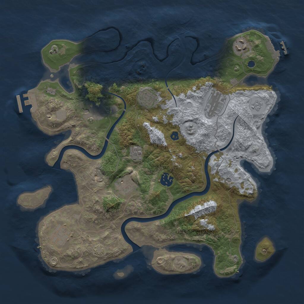 Rust Map: Procedural Map, Size: 3498, Seed: 1337, 14 Monuments