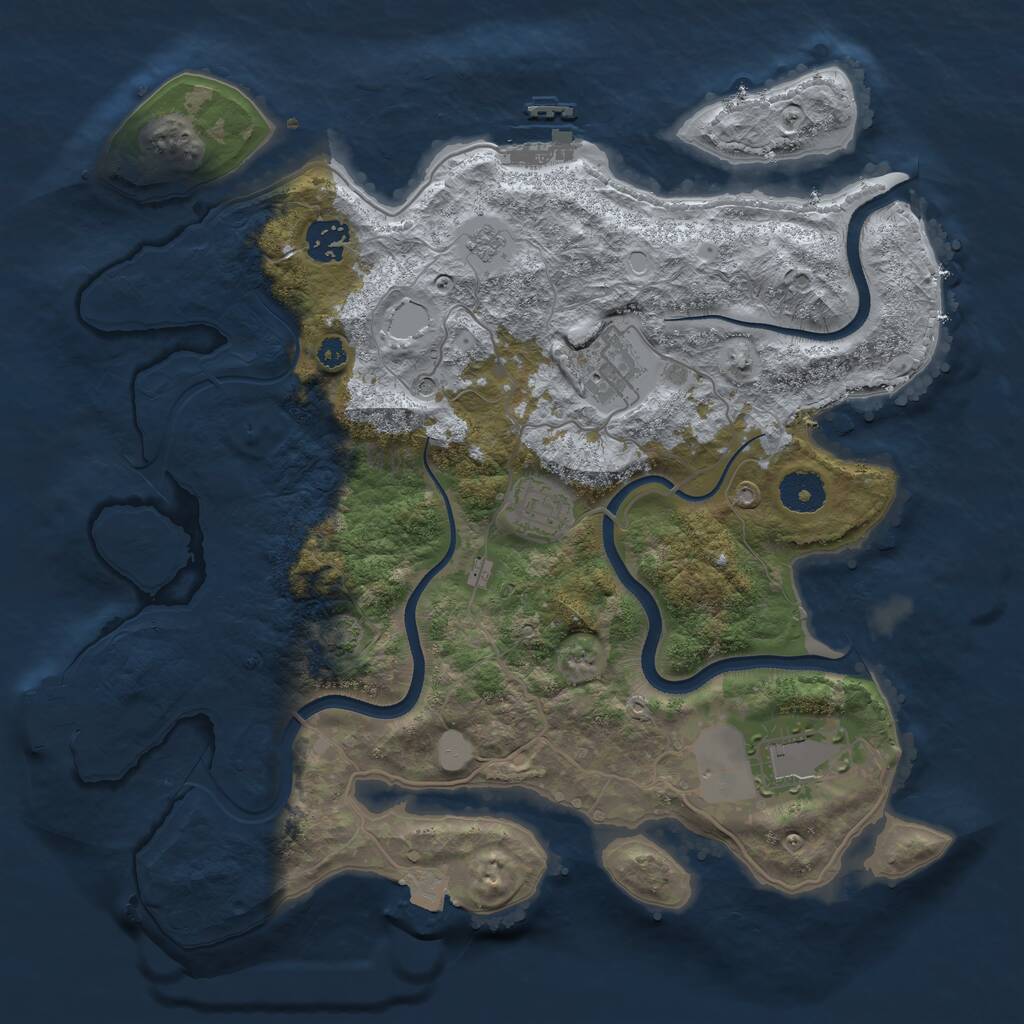 Rust Map: Procedural Map, Size: 3500, Seed: 907127440, 10 Monuments