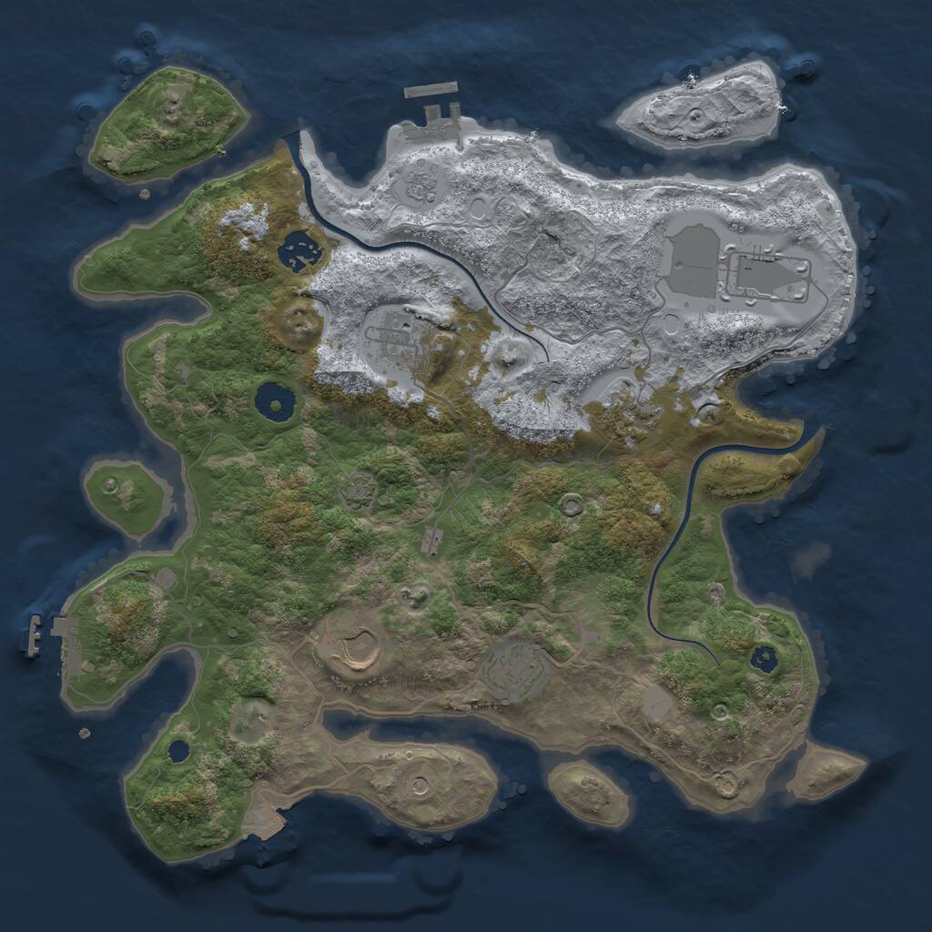 Rust Map: Procedural Map, Size: 3500, Seed: 907127440, 12 Monuments