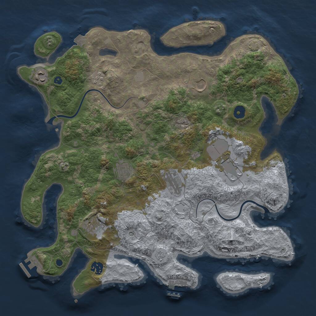 Rust Map: Procedural Map, Size: 3800, Seed: 47576, 14 Monuments