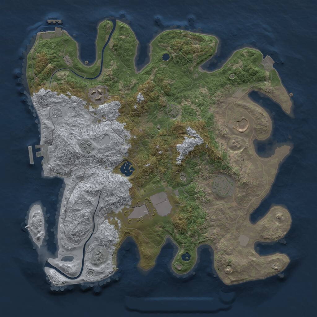 Rust Map: Procedural Map, Size: 3500, Seed: 917060, 12 Monuments
