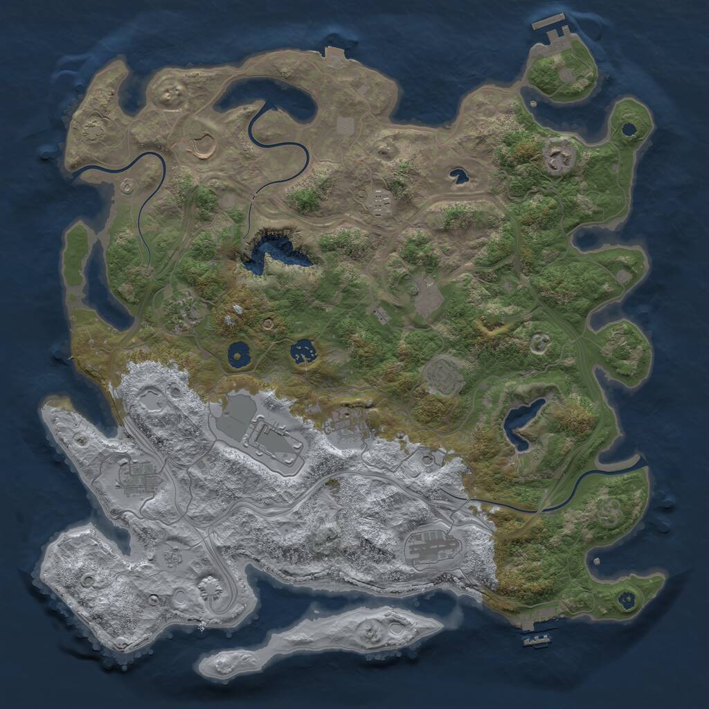 Rust Map: Procedural Map, Size: 4250, Seed: 1316269592, 17 Monuments