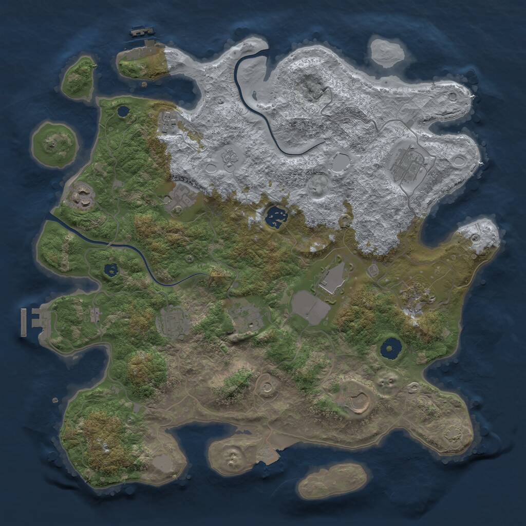 Rust Map: Procedural Map, Size: 3750, Seed: 1673091081, 16 Monuments