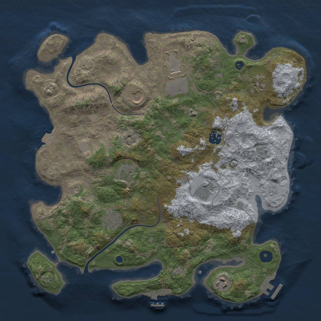 Rust Map: Procedural Map, Size: 3750, Seed: 1015873311, 15 Monuments