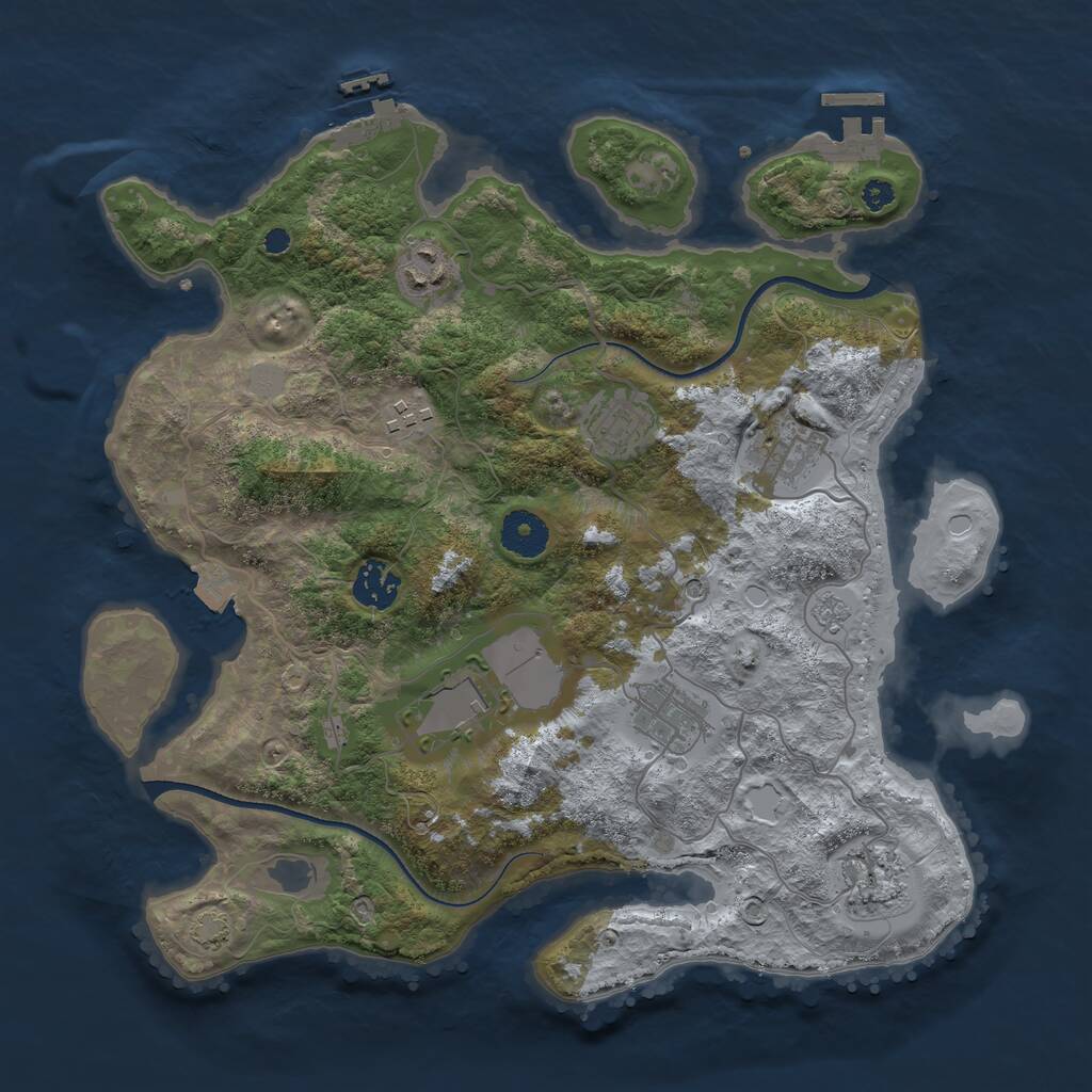Rust Map: Procedural Map, Size: 3500, Seed: 760922672, 14 Monuments