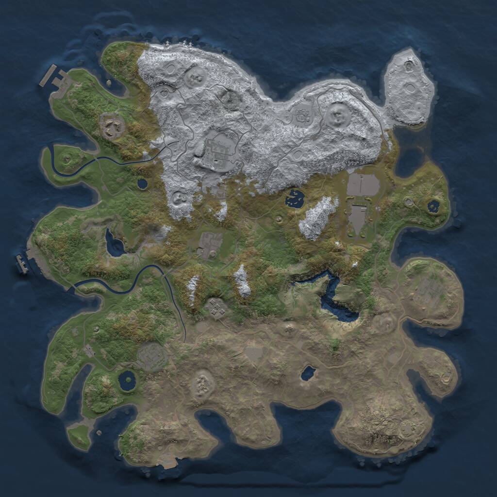 Rust Map: Procedural Map, Size: 4000, Seed: 2137072596, 14 Monuments