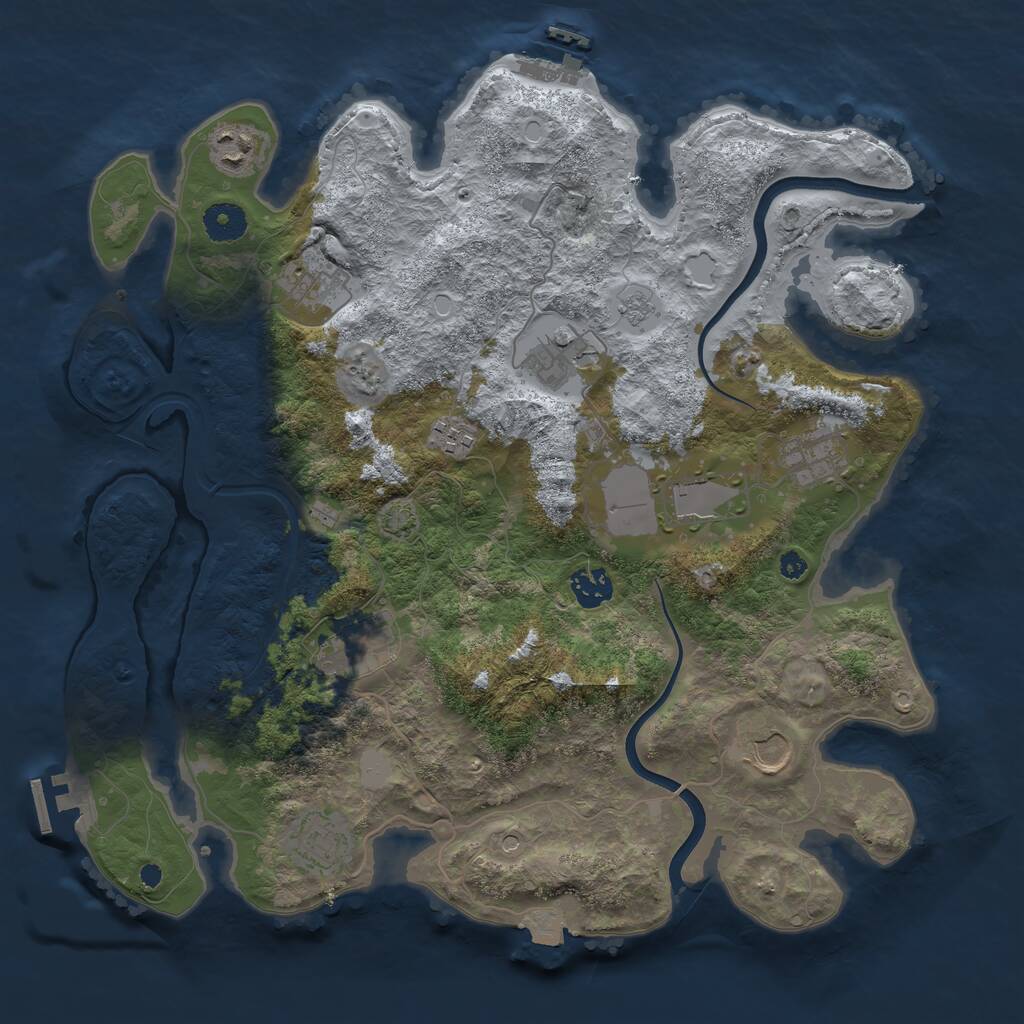Rust Map: Procedural Map, Size: 3750, Seed: 1774395524, 16 Monuments