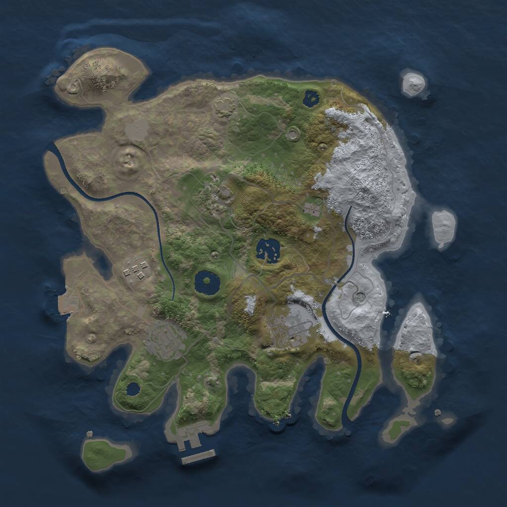 Rust Map: Procedural Map, Size: 3000, Seed: 338391215, 9 Monuments
